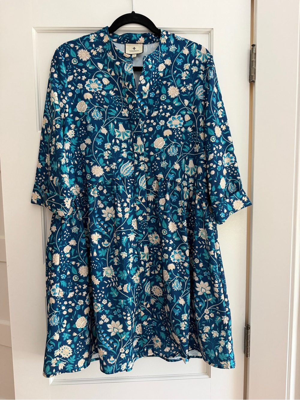 Tuckernuck Blue Floral Royal Shirt Dress
